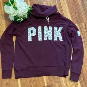 PINK Oversized Cowl Neck Logo Sweatshirt